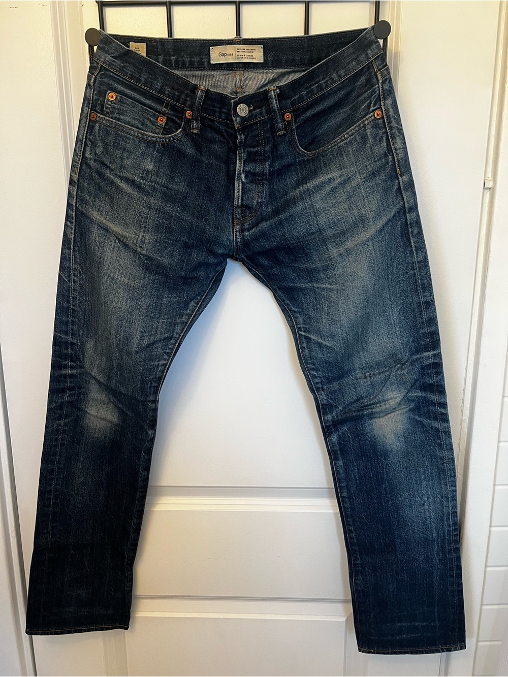 GAP Men’s Slim Straight Selvedge Jeans — Dark Indigo Blue